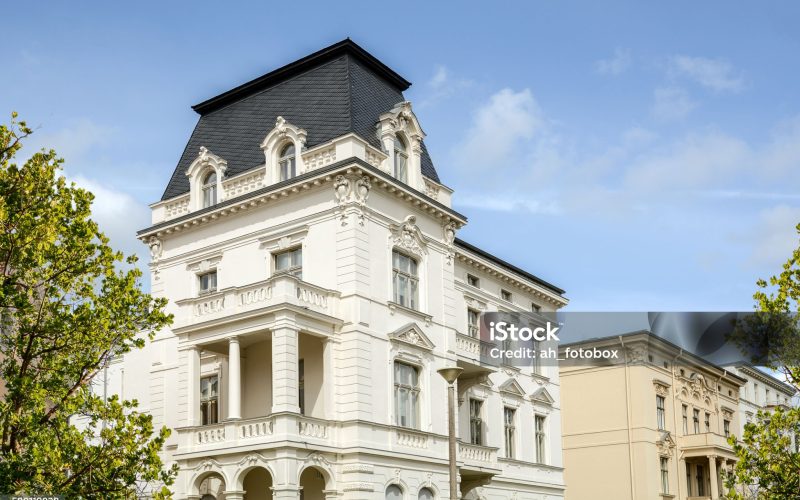 Facade of a classical villa in the city Facade of a classical villa in the city